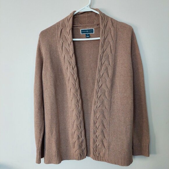 Karen Scott Cotton Cable-Collar Cardigan, Size S/P - Picture 2 of 5